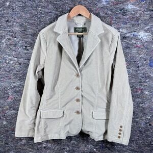 Eddie Bauer Blazer‎ Womens 18 Corduroy Button Plus Business Casual Stretch Beige